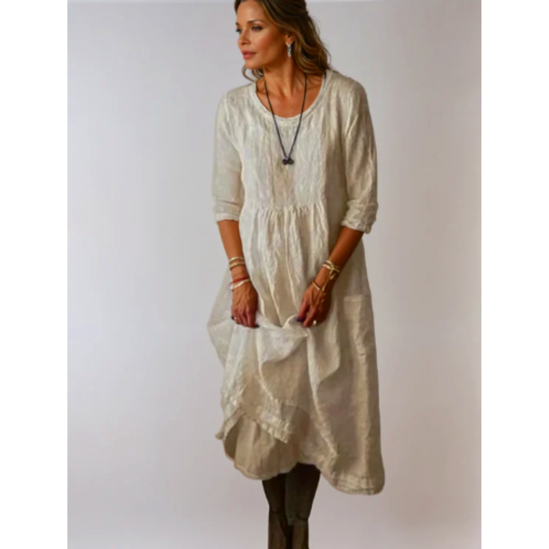 Ella Women's Midi Dress | Timeless Charm, 3/4 Sleeves, Elegant Summer Style 0