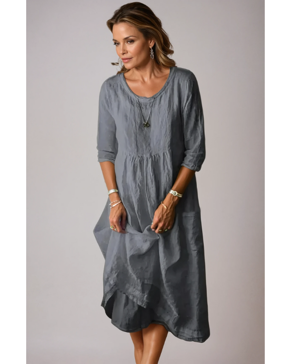 Ella Women's Midi Dress | Timeless Charm, 3/4 Sleeves, Elegant Summer Style 2