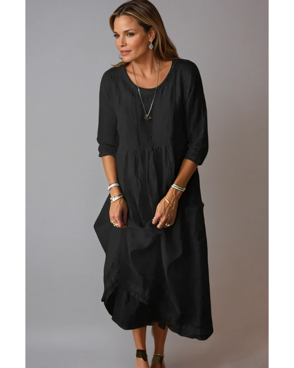 Ella Women's Midi Dress | Timeless Charm, 3/4 Sleeves, Elegant Summer Style 3