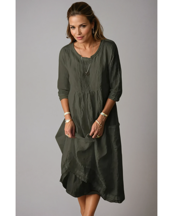 Ella Women's Midi Dress | Timeless Charm, 3/4 Sleeves, Elegant Summer Style 4
