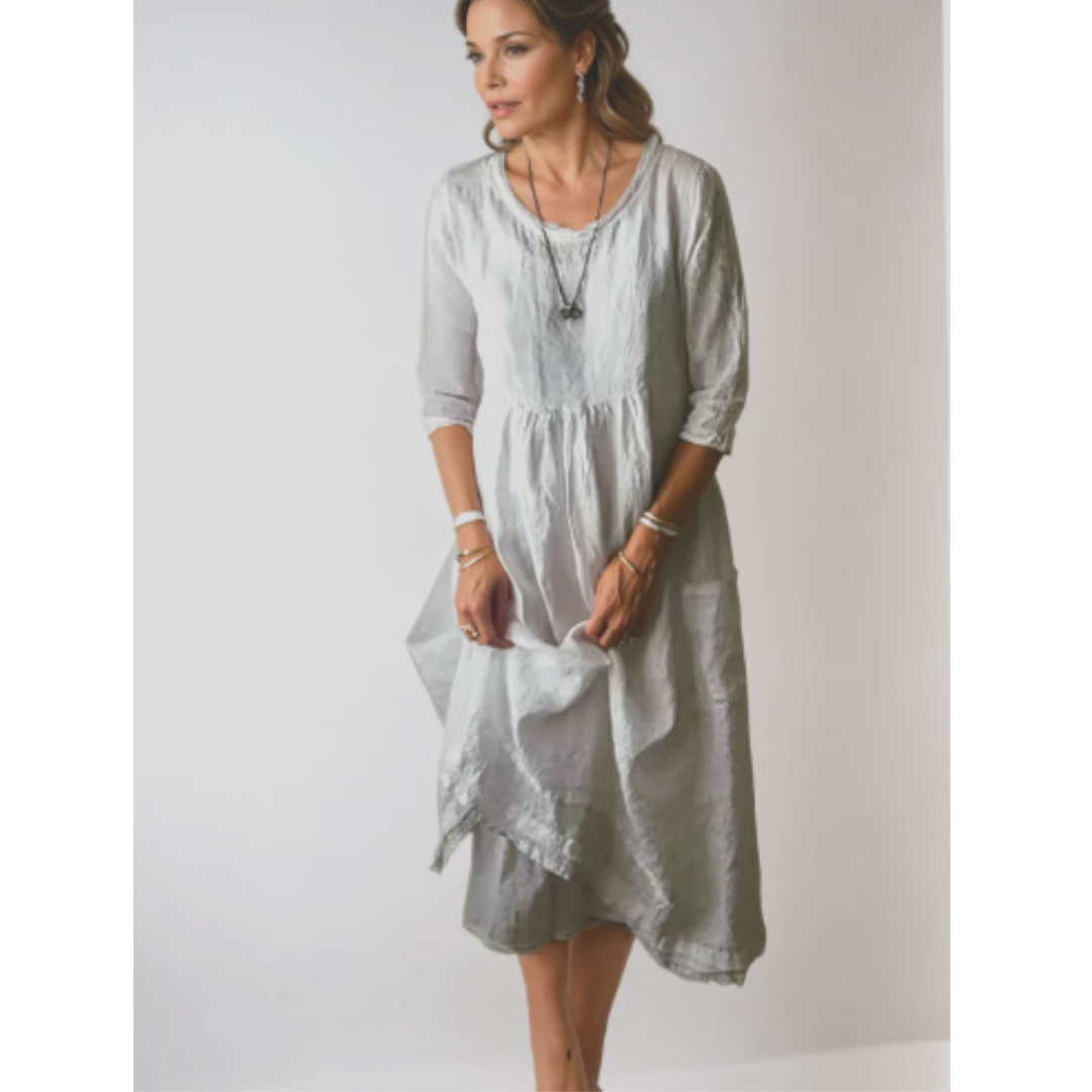 Ella Women's Midi Dress | Timeless Charm, 3/4 Sleeves, Elegant Summer Style 5