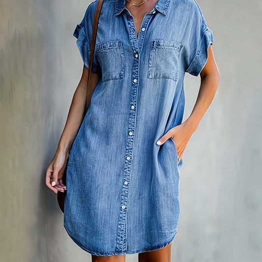 Ella Women's Mini Shirt Dress | Timeless Button-Down, Casual Summer Style 0