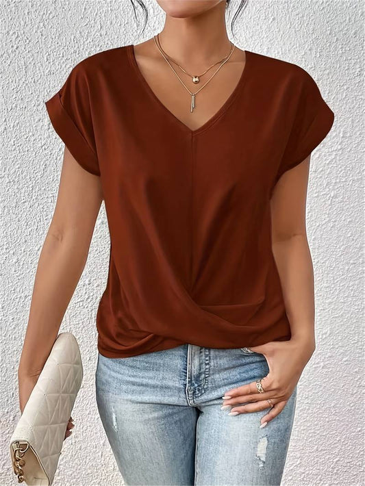 Ella Women's Short Sleeve Top | Flattering V-Neck Design 1