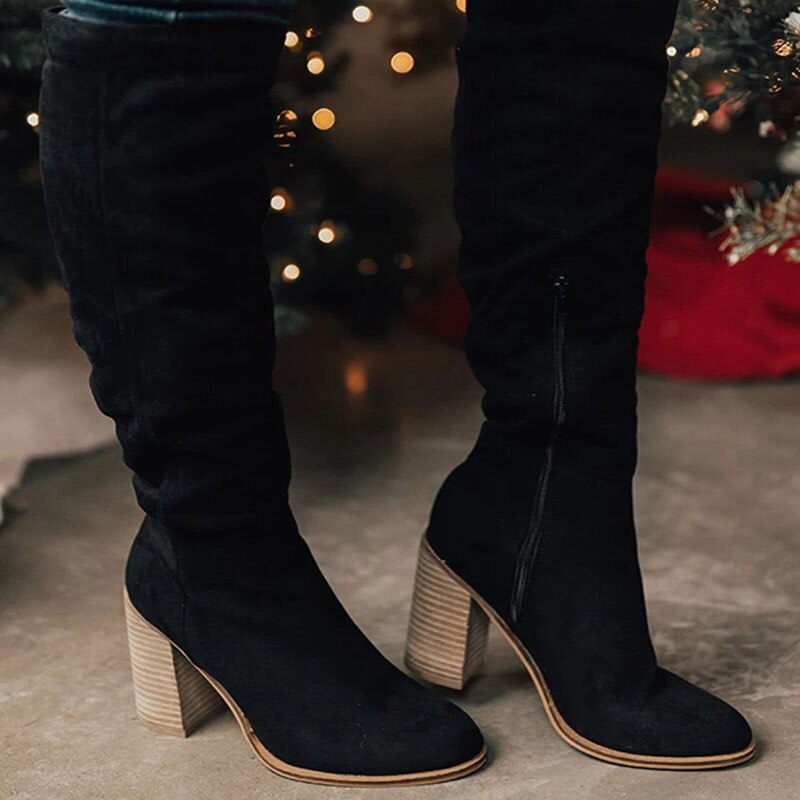 Ella Women's Thigh High Boots | Chunky Heel, Stylish Fashion Statement 0