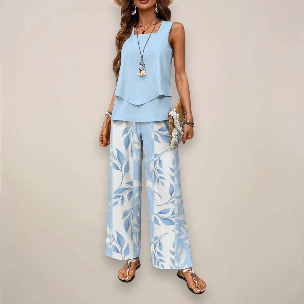 Ella Women's Wide-Leg Set | Printed Spring Style 0
