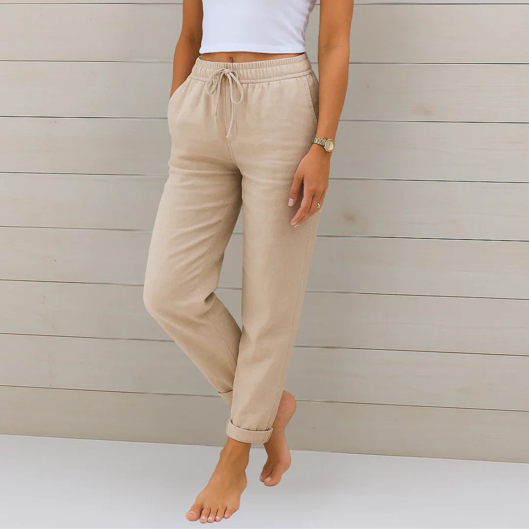 Ellaine Women's Trousers | Breathable Linen Stretch, Flattering Fit 0