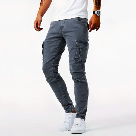 Elliot Men's Cargo Pants | Stretch Fit, Black with Side Pockets 0