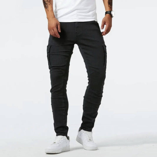 Elliot Men's Cargo Pants | Stretch Fit, Black with Side Pockets 1