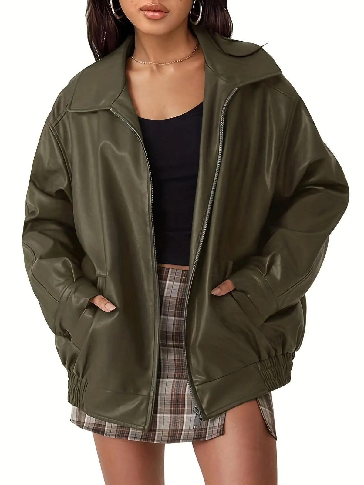 Eloise Women's Leather Jacket | Oversized Bomber, Classic Style 2