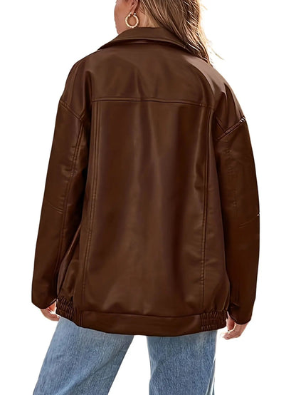 Eloise Women's Leather Jacket | Oversized Bomber, Classic Style 3