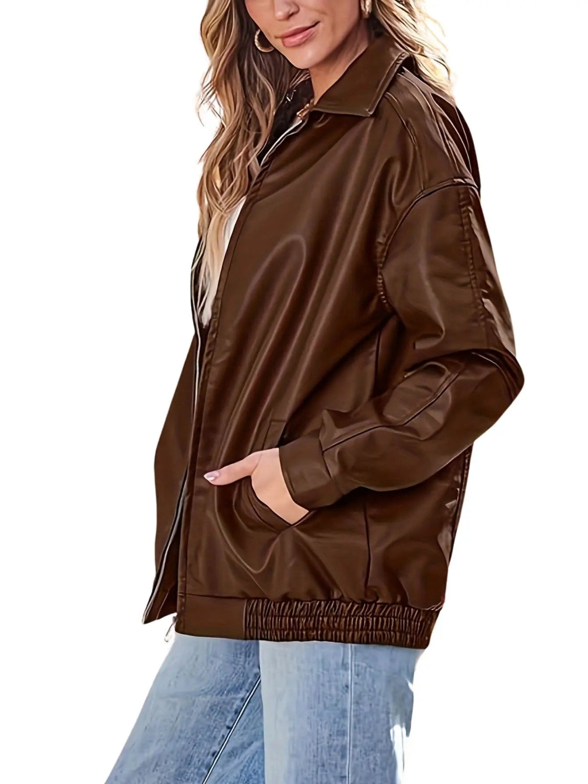 Eloise Women's Leather Jacket | Oversized Bomber, Classic Style 5