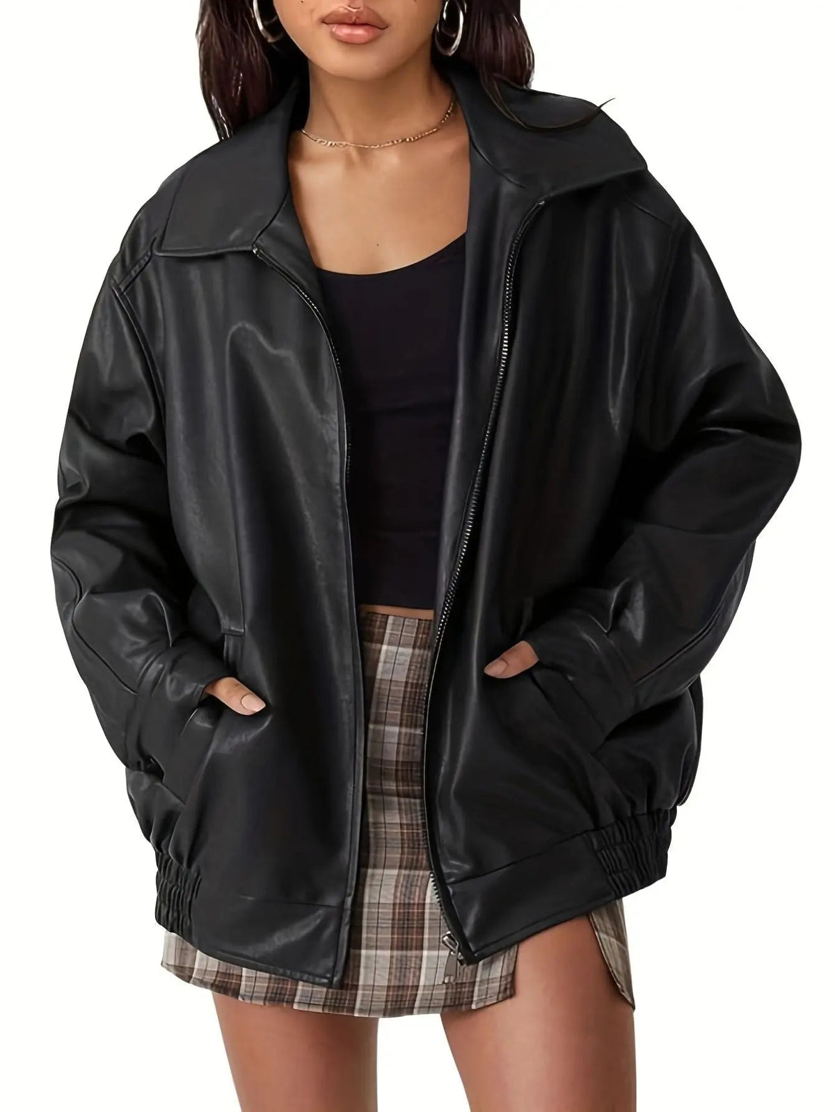Eloise Women's Leather Jacket | Oversized Bomber, Classic Style 6