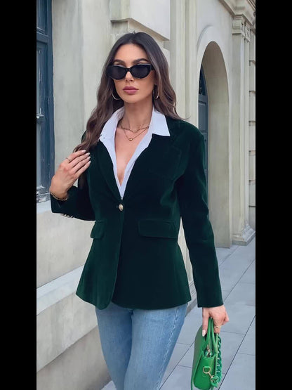 Elysia Women's Black Blazer | Tailored Fit, Single-Button Design 6
