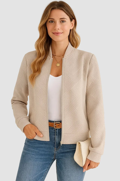 Elysia Women's Quilted Jacket | Lightweight, Zip Closure, Champagne 0