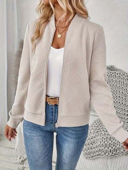 Elysia Women's Quilted Jacket | Lightweight, Zip Closure, Champagne 3