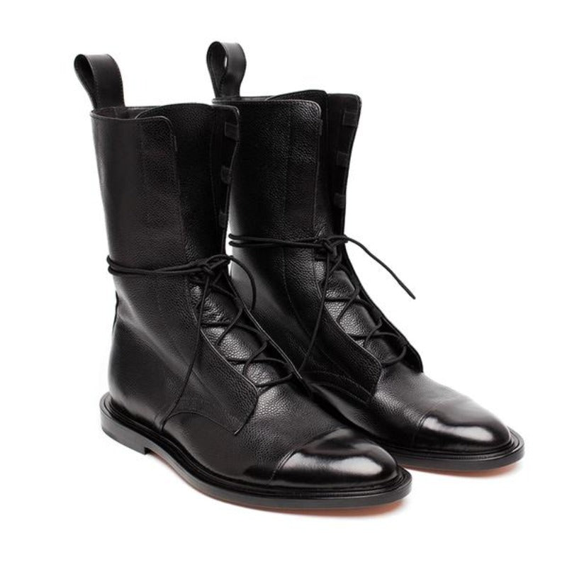 Evelyn Women's Black Ankle Boots | Premium Leather, Lace-Up Design 0