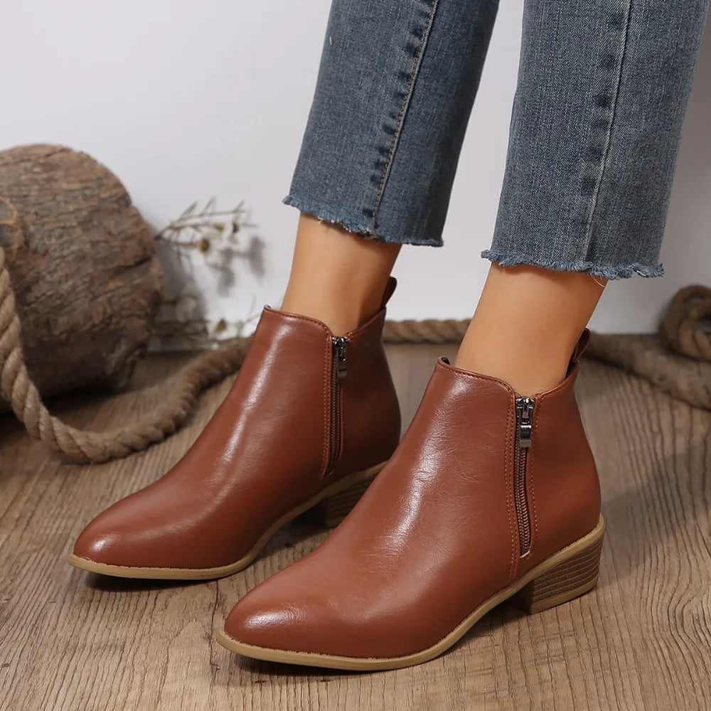 Evelyn Women's Black Ankle Boots | Side-Zip Design, Casual Booties 2