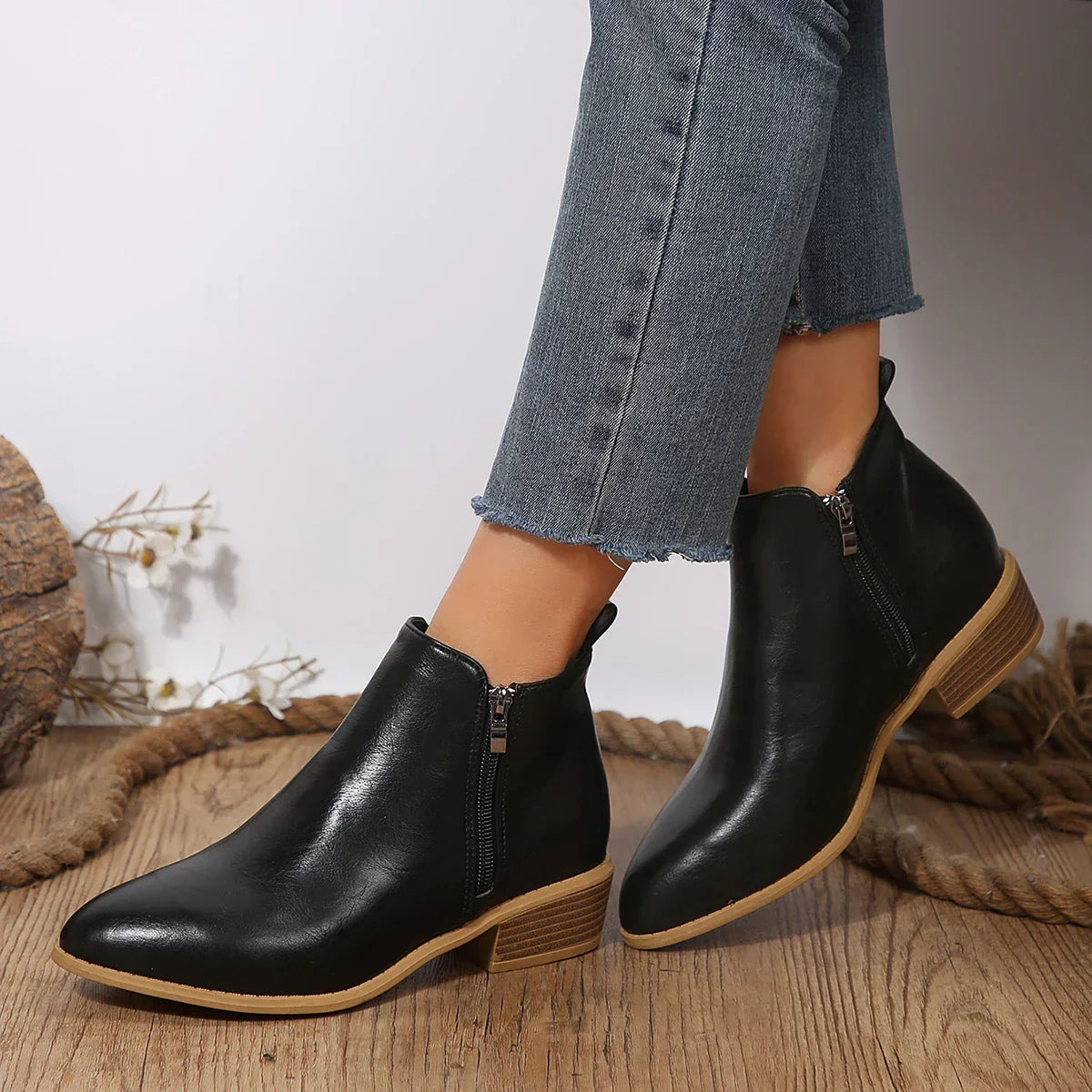 Evelyn Women's Black Ankle Boots | Side-Zip Design, Casual Booties 3