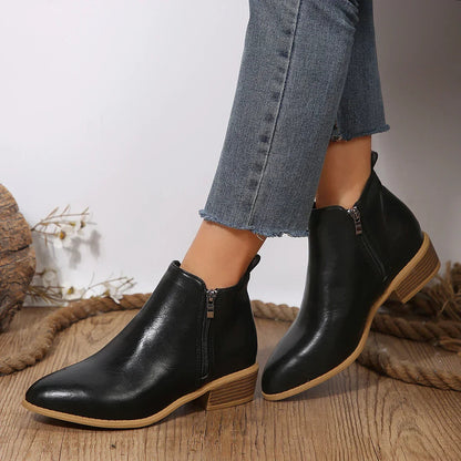 Evelyn Women's Black Ankle Boots | Side-Zip Design, Casual Booties 3