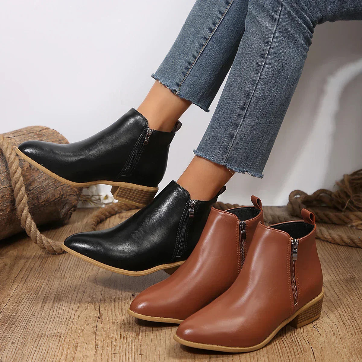 Evelyn Women's Black Ankle Boots | Side-Zip Design, Casual Booties 6