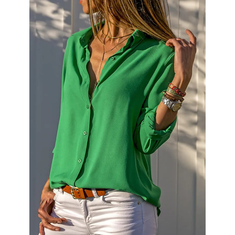 Evelyn Women's Blouse | Modern Long Sleeve, Versatile White Top 2