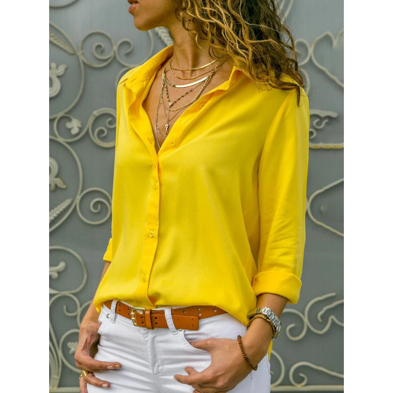 Evelyn Women's Blouse | Modern Long Sleeve, Versatile White Top 3