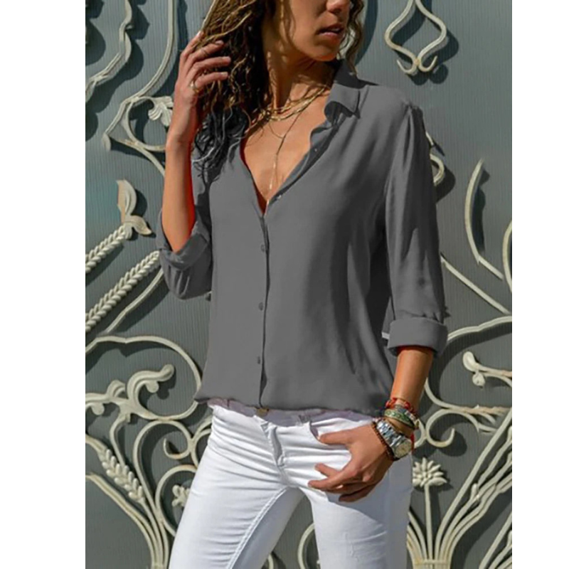 Evelyn Women's Blouse | Modern Long Sleeve, Versatile White Top 4