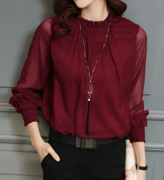 Evelyn Women's Blouse | Puff Sleeve, Elegant Style 1