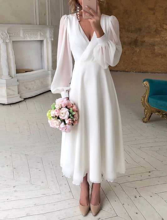 Evelyn Women's Cocktail Dress | Chiffon Sleeves, Elegant Midi 0
