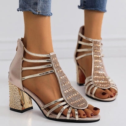 Evelyn Women's Heels | Strappy Block Design, Elegant Summer Style 3