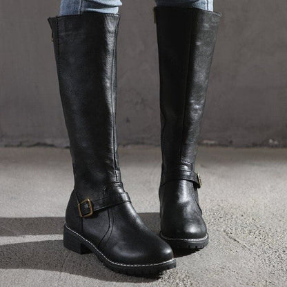 Evelyn Women's Knee-High Boots | Classic Buckle Design 1