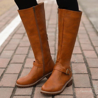Evelyn Women's Knee-High Boots | Classic Buckle Design 2