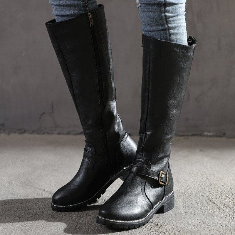 Evelyn Women's Knee-High Boots | Classic Buckle Design 3