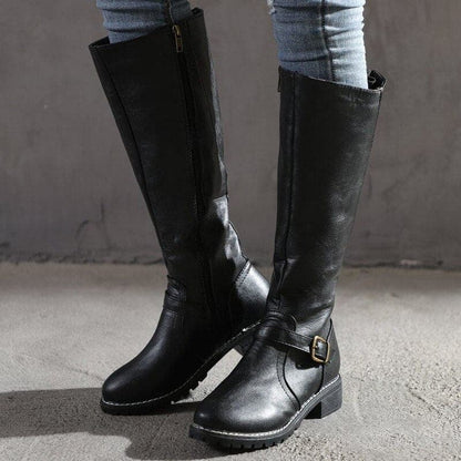 Evelyn Women's Knee-High Boots | Classic Buckle Design 3