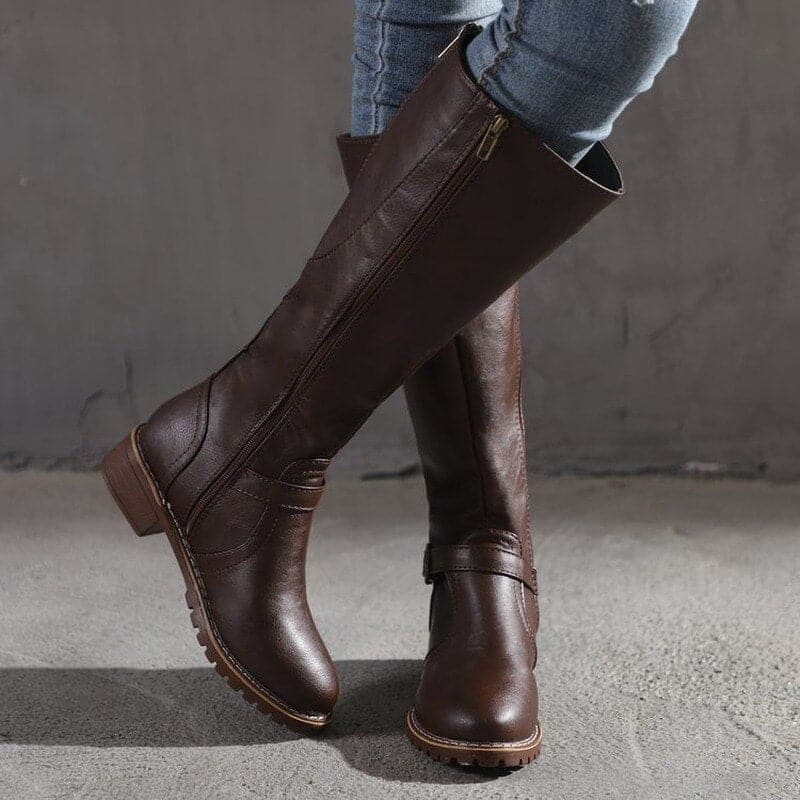 Evelyn Women's Knee-High Boots | Classic Buckle Design 4