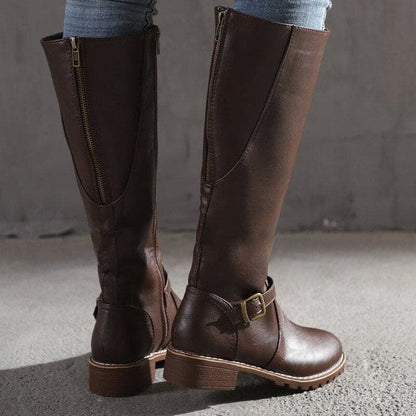 Evelyn Women's Knee-High Boots | Classic Buckle Design 5