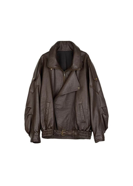 Evelyn Women's Leather Jacket | Oversized Bomber, Vintage Style 0