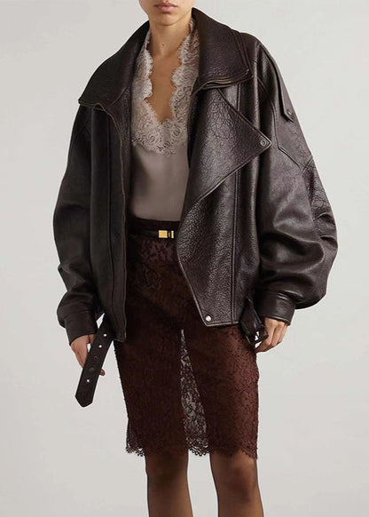Evelyn Women's Leather Jacket | Oversized Bomber, Vintage Style 2
