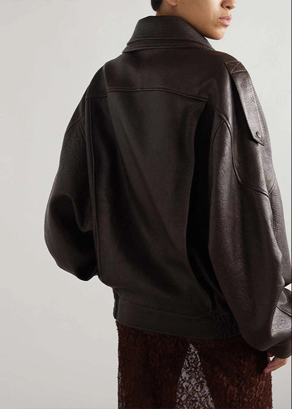 Evelyn Women's Leather Jacket | Oversized Bomber, Vintage Style 3