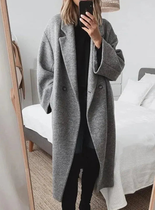 Evelyn Women's Long Coat | Oversized Relaxed Fit, Chic Winter Coat 0