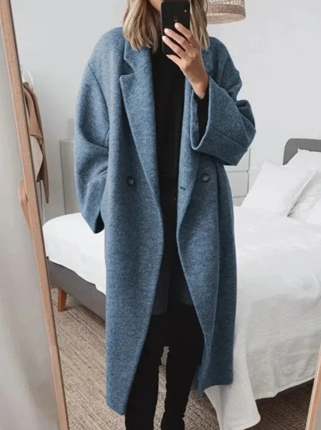 Evelyn Women's Long Coat | Oversized Relaxed Fit, Chic Winter Coat 1