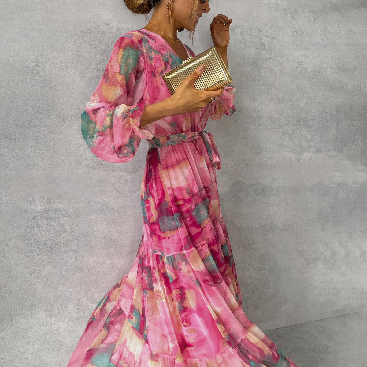Evelyn Women's Maxi Dress | Floral Print, Long Sleeve Summer Dress 0