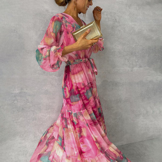 Evelyn Women's Maxi Dress | Floral Print, Long Sleeve Summer Dress 0