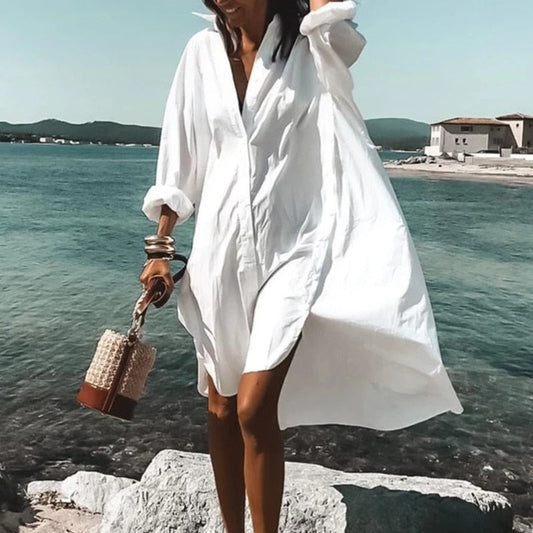 Evelyn Women's Mini Shirt Dress | Comfortable Cotton Blend, Chic Summer Style 0