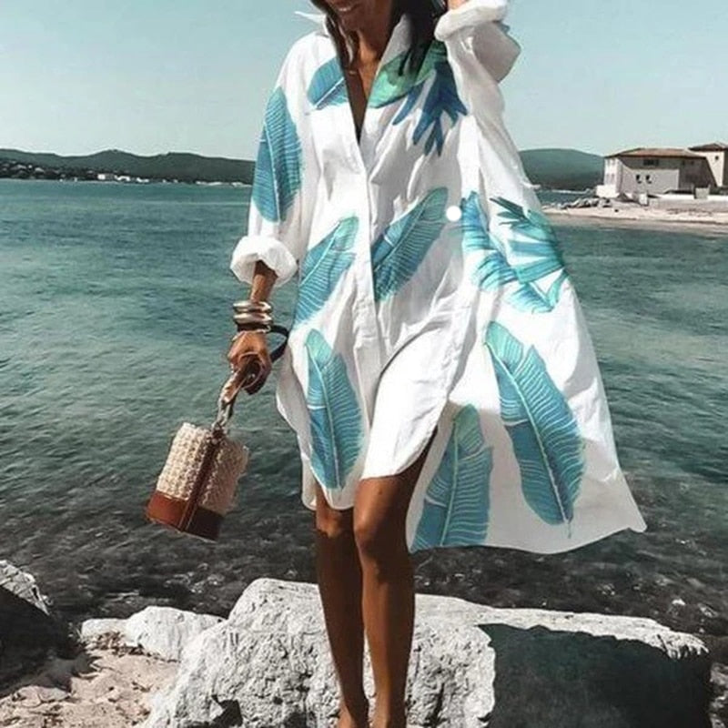 Evelyn Women's Mini Shirt Dress | Comfortable Cotton Blend, Chic Summer Style 1