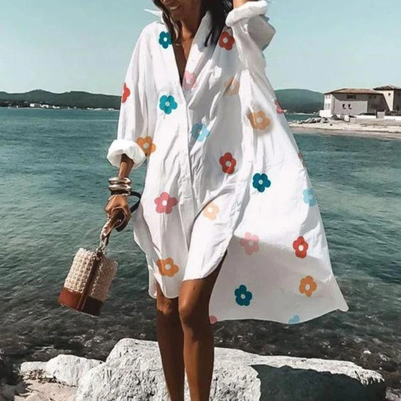 Evelyn Women's Mini Shirt Dress | Comfortable Cotton Blend, Chic Summer Style 2