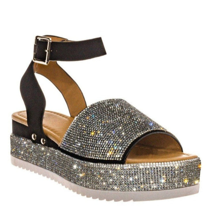 Evelyn Women's Platform Sandals | Rhinestone Straps, Casual Style 2
