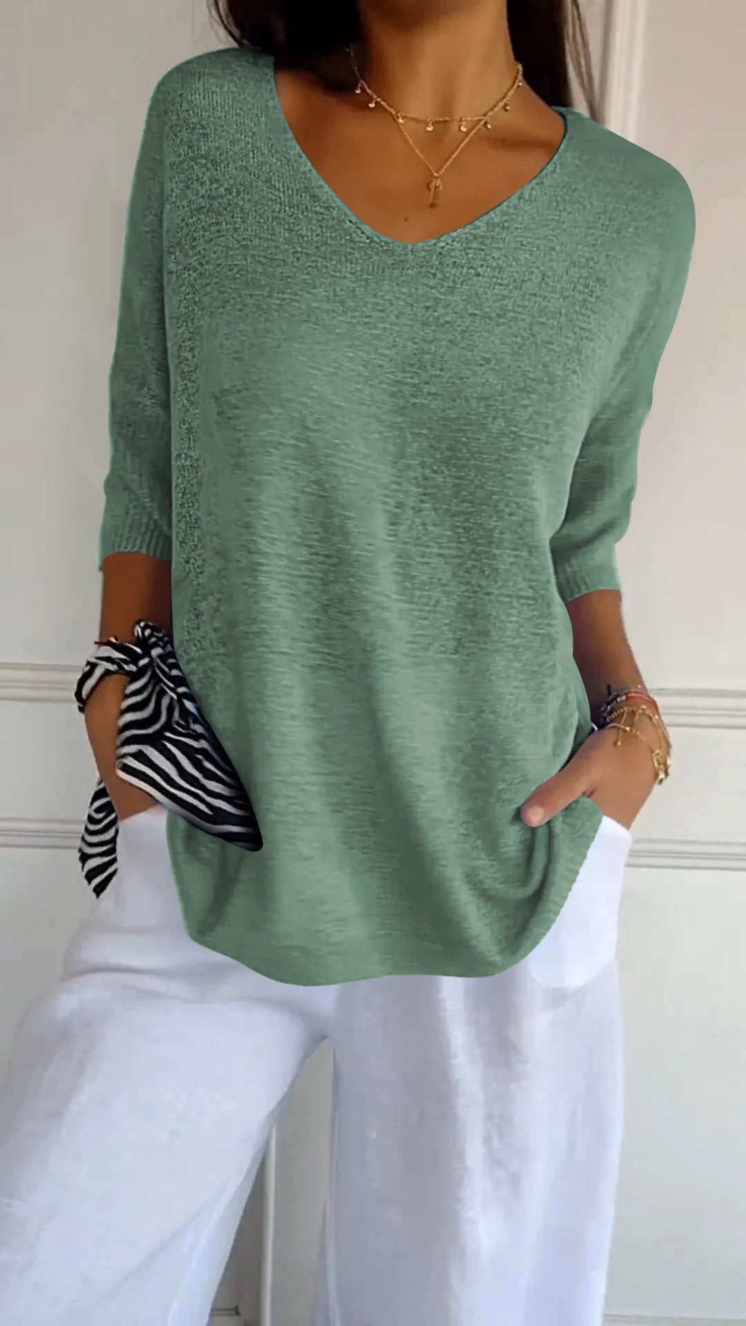 Evelyn Women's Pullover Top | Relaxed Fit V-Neck, Casual Style 2
