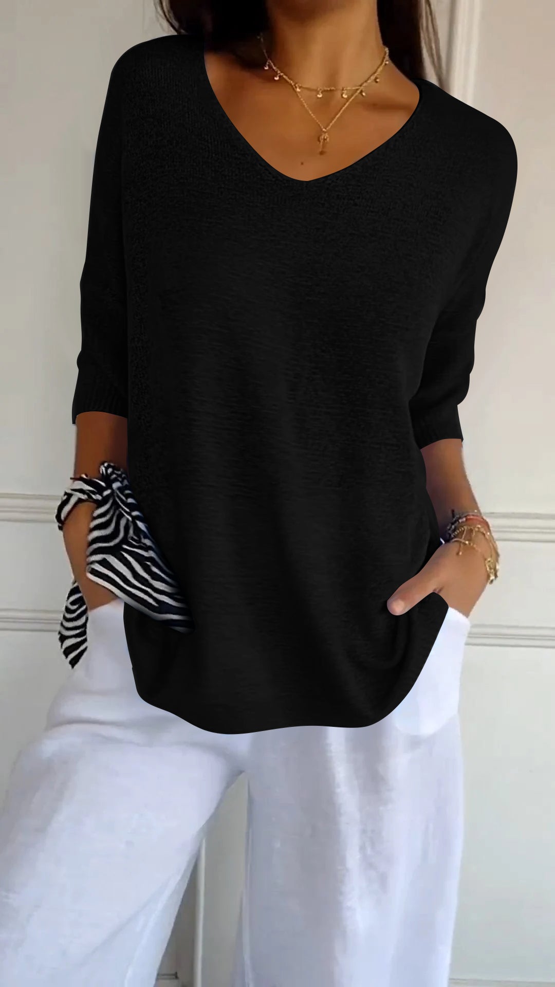 Evelyn Women's Pullover Top | Relaxed Fit V-Neck, Casual Style 3