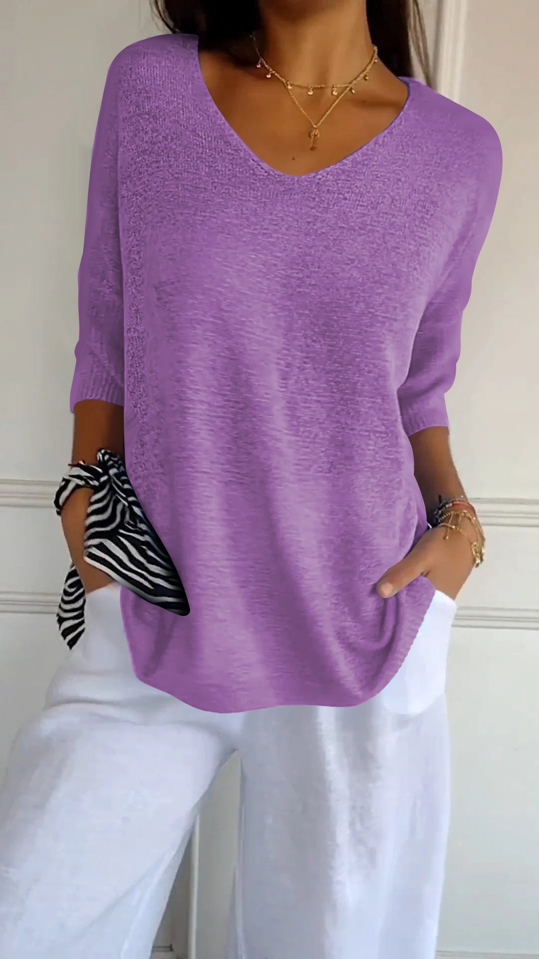 Evelyn Women's Pullover Top | Relaxed Fit V-Neck, Casual Style 5